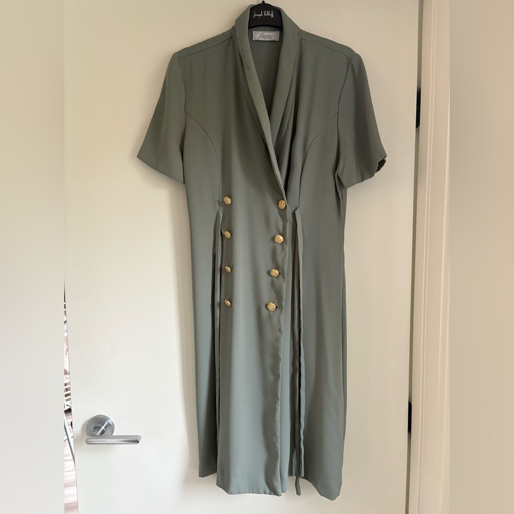 Vintage Eaton Olive Double-Breasted Dress